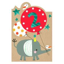 Elephant With Balloons 2nd Birthday Card