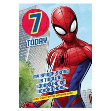 Spiderman 7th Birthday Card With Badge