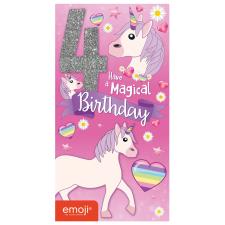 Emoji Unicorn 4th Birthday Card
