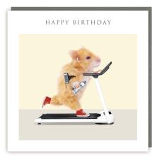 Hamster on Treadmill Birthday Card