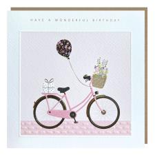 Pink Bicycle With Flowers Birthday Card