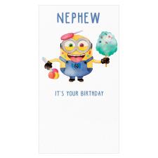 Nephew Candy Floss Minions Birthday Card