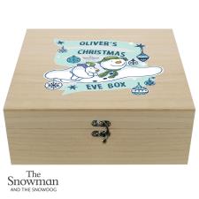 Personalised The Snowman & The Snowdog Large Wooden Christmas Eve Box