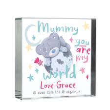 Personalised You Are My World Me to You Large Crystal Block