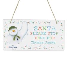 Personalised The Snowman Santa Stop Here Wooden Sign
