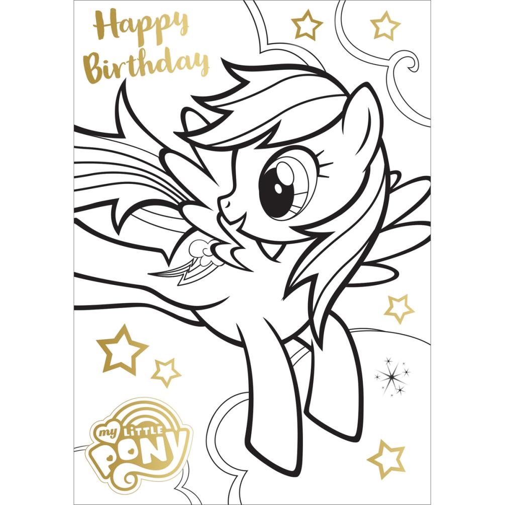 My Little Pony Colour In Birthday Card With Poster MP030 Character 