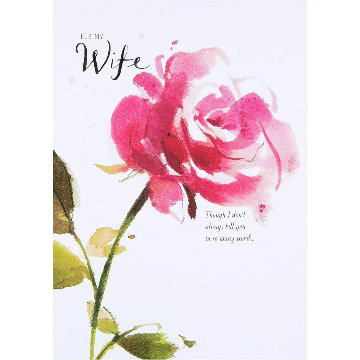 Wife I Love You Watercolour Rose Birthday Card