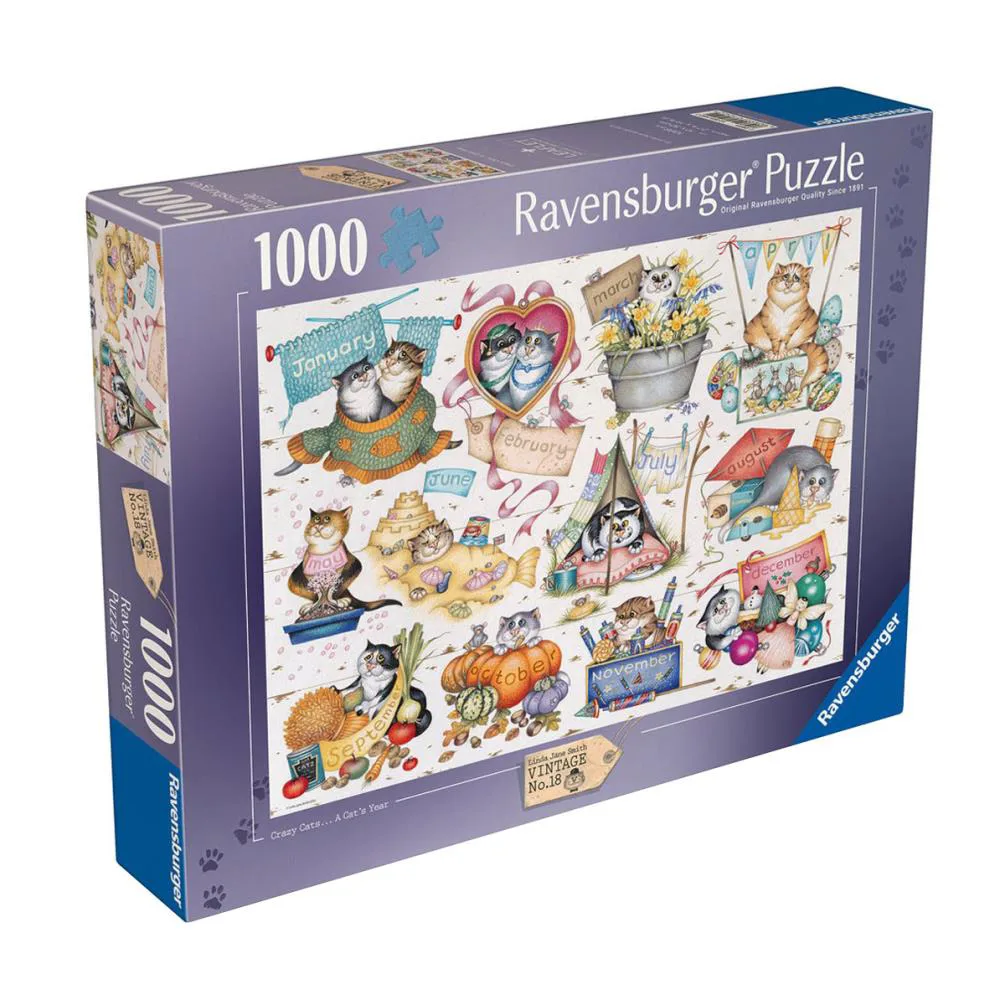 Crazy Cats A Cat''s Year 1000pc Jigsaw Puzzle