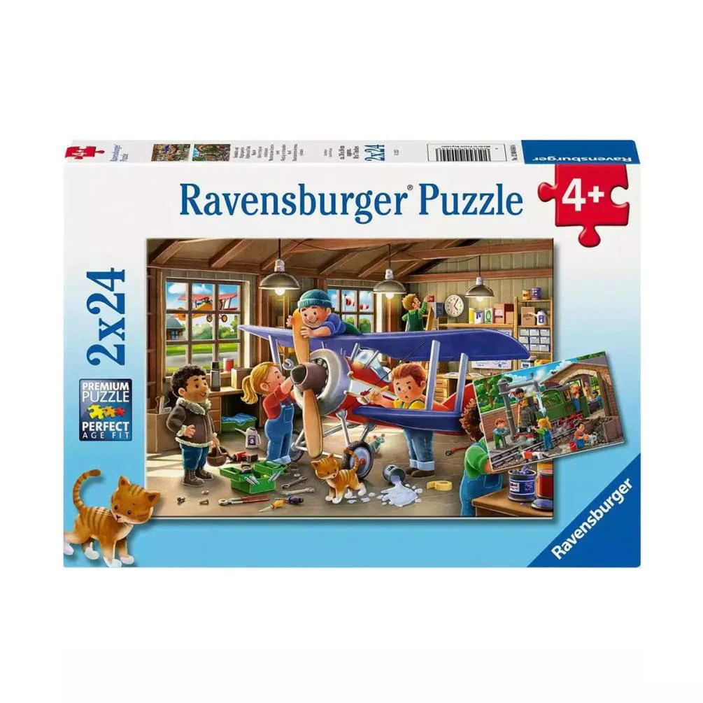 Airplane & Train ​Repairs 2 x 24pc Jigsaw Puzzles