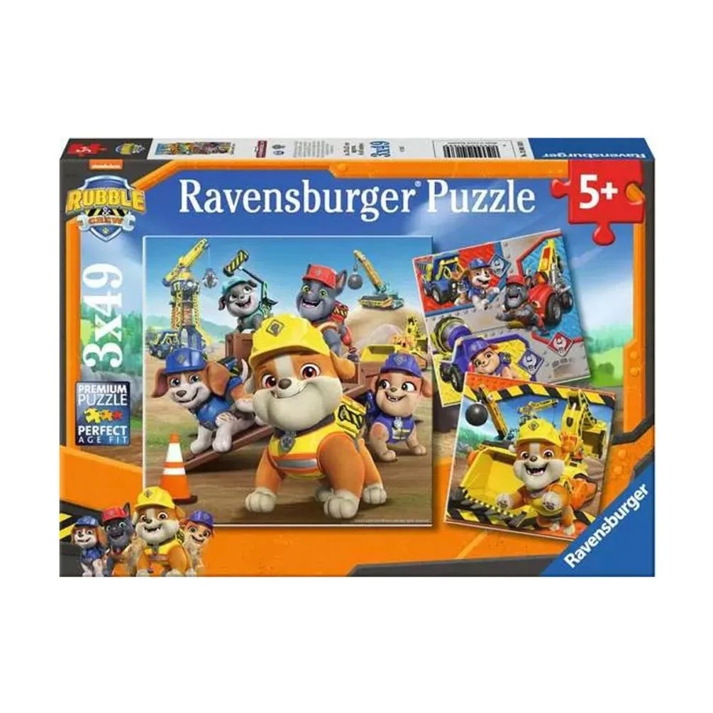 Paw Patrol Rubble & Crew 3 x 49pc Jigsaw Puzzles