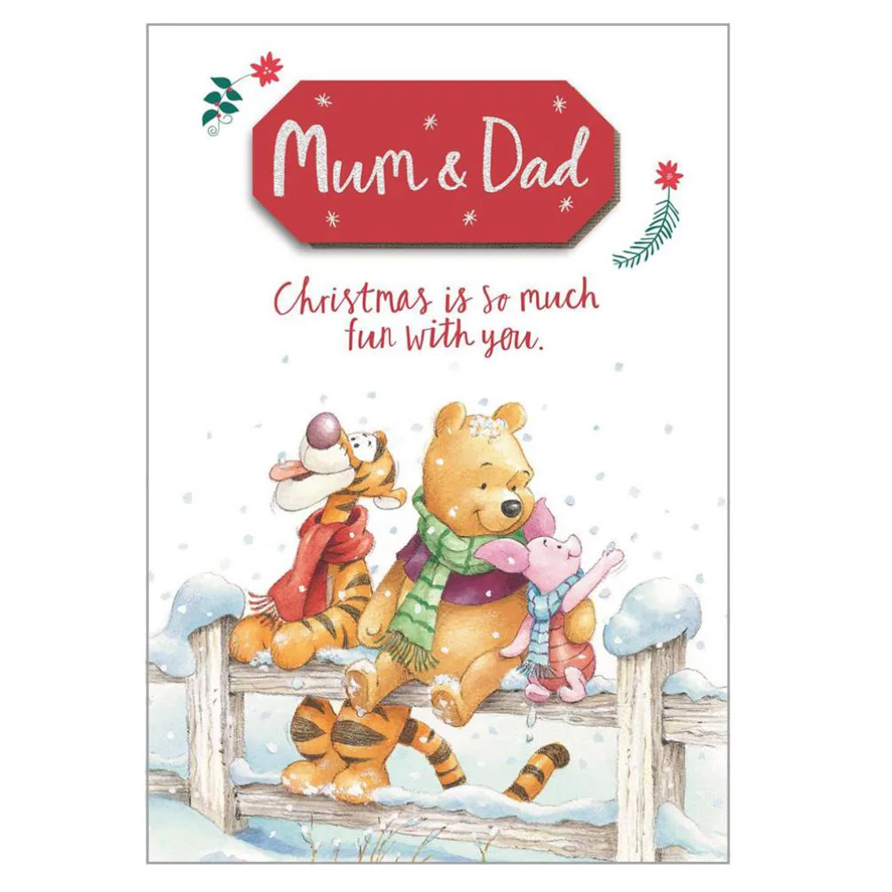 Mum & Dad Winnie The Pooh Christmas Card