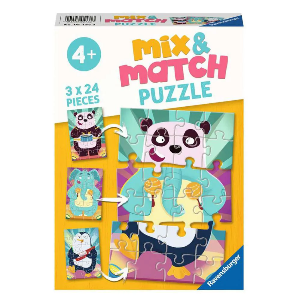 Animals Mix & Match 3 x 24pc Jigsaw Puzzles