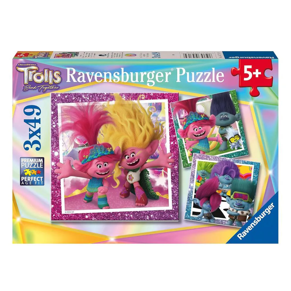 Trolls 3 Movie 3 x 49pc Jigsaw Puzzles