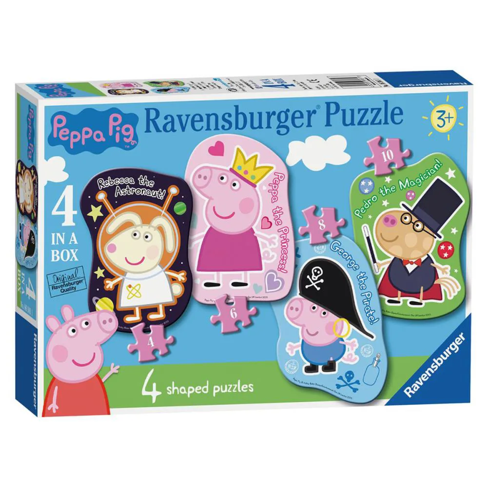 Peppa Pig 4 In A Box Shaped Jigsaw Puzzles
