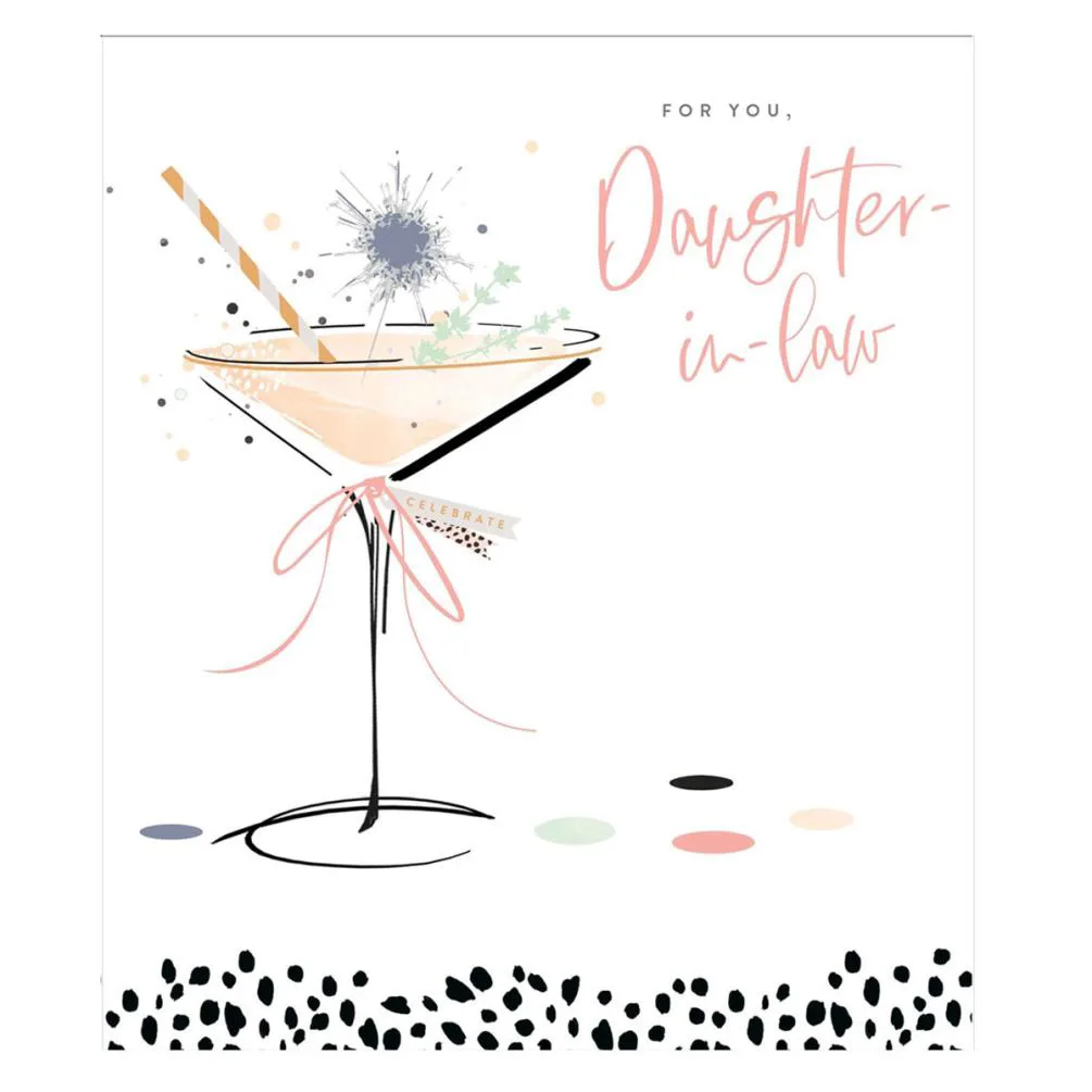 Daughter in Law Cocktail Glass Birthday Card