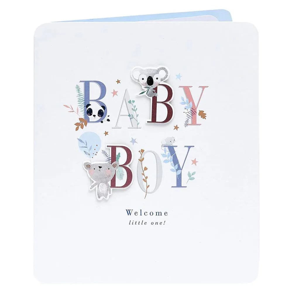 Cute Letter Design New Baby Boy Card