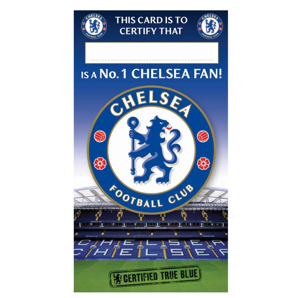 No.1 Fan Personalisable Chelsea Certificate True Blue Birthday Card