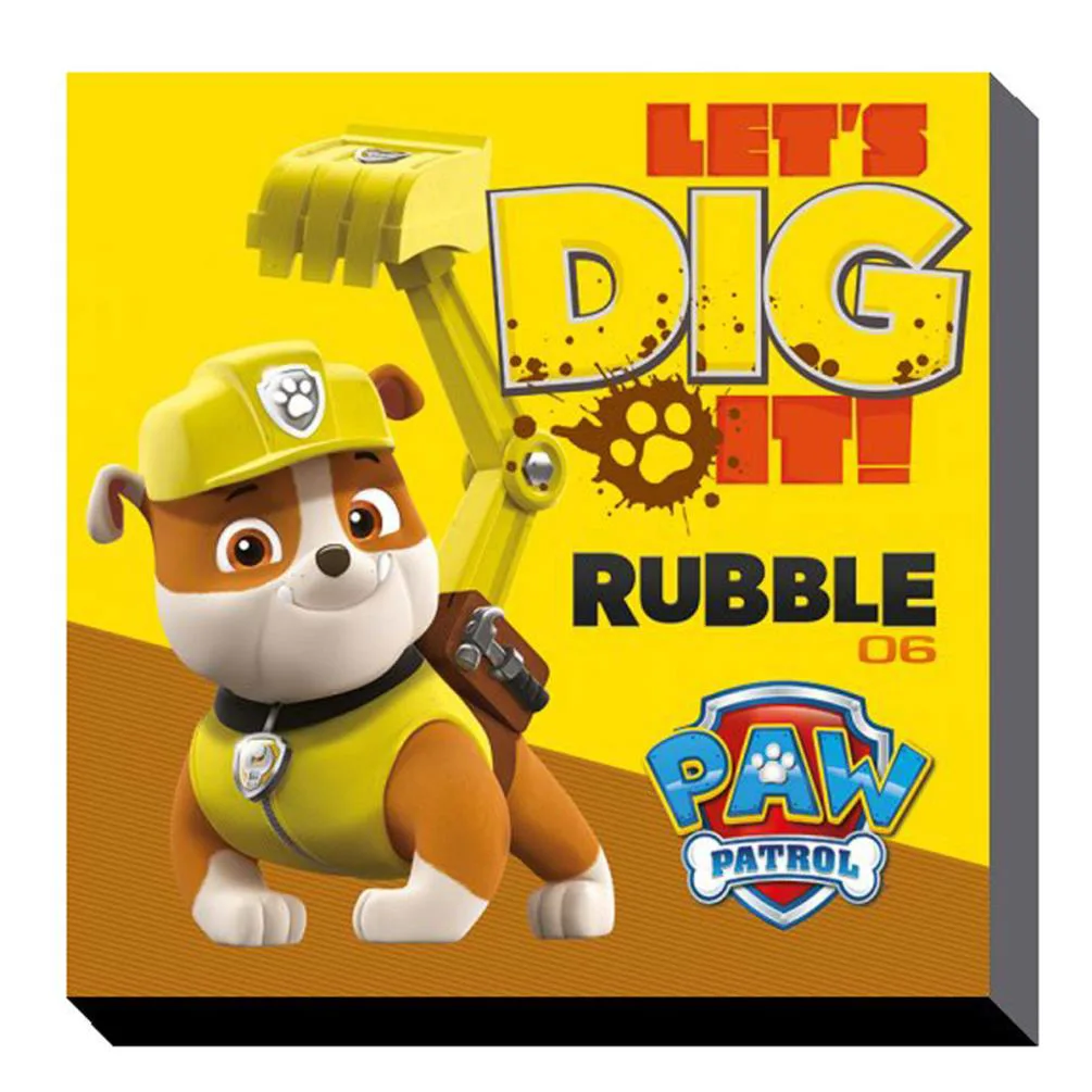 Paw Patrol Lets Dig It Rubble Canvas Print (30cm x 30cm)