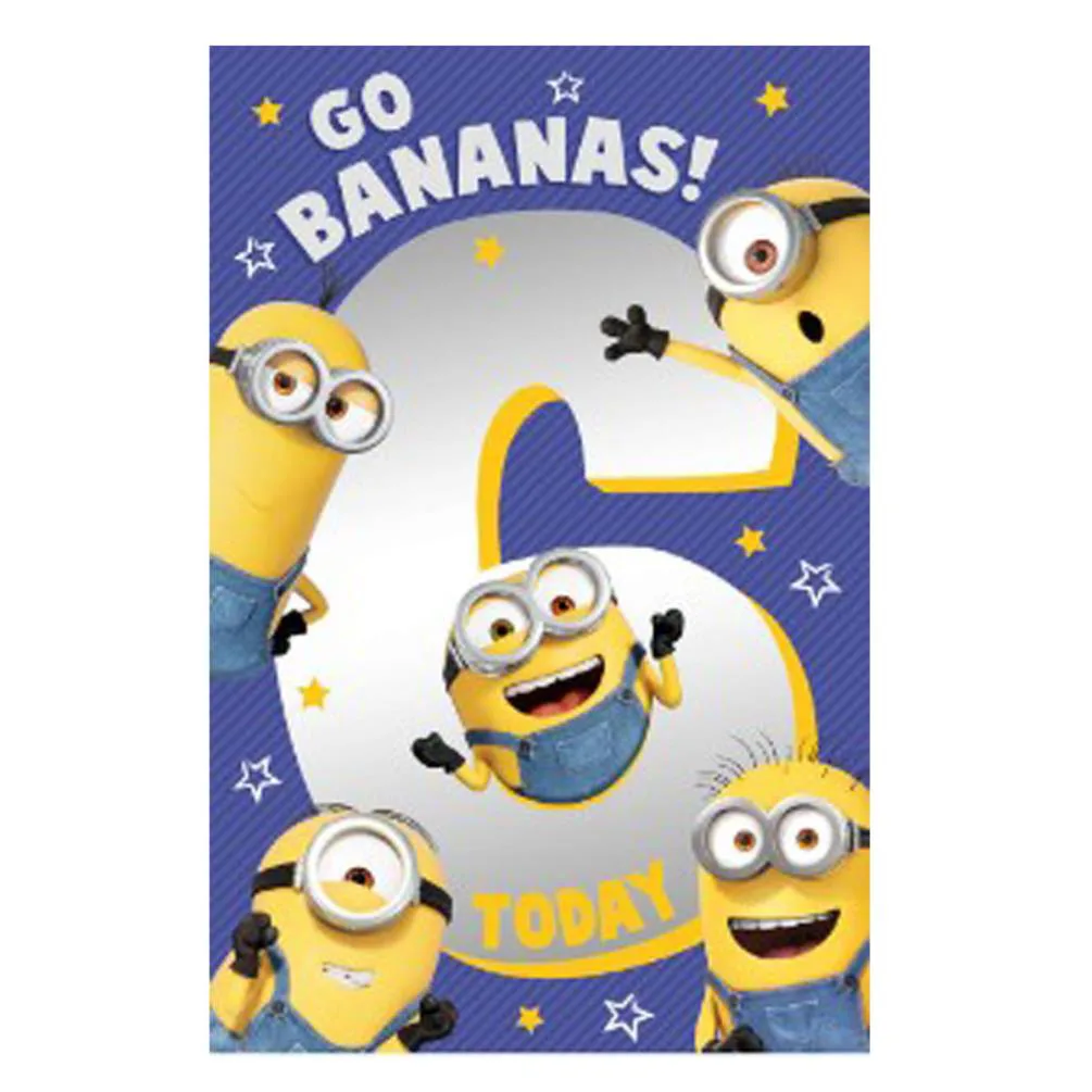 Go Bananas! Minions 6th Birthday Card