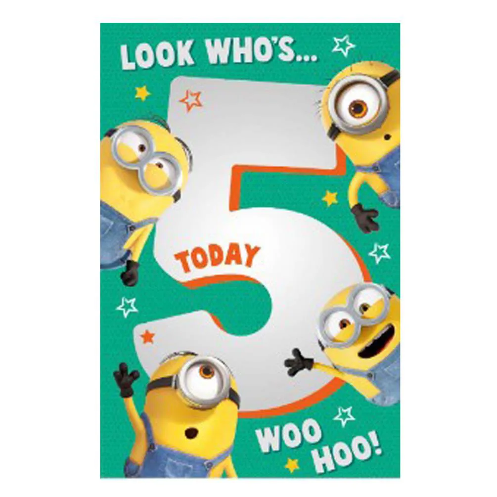 Look Who's 5 Today Minions 5th Birthday Card
