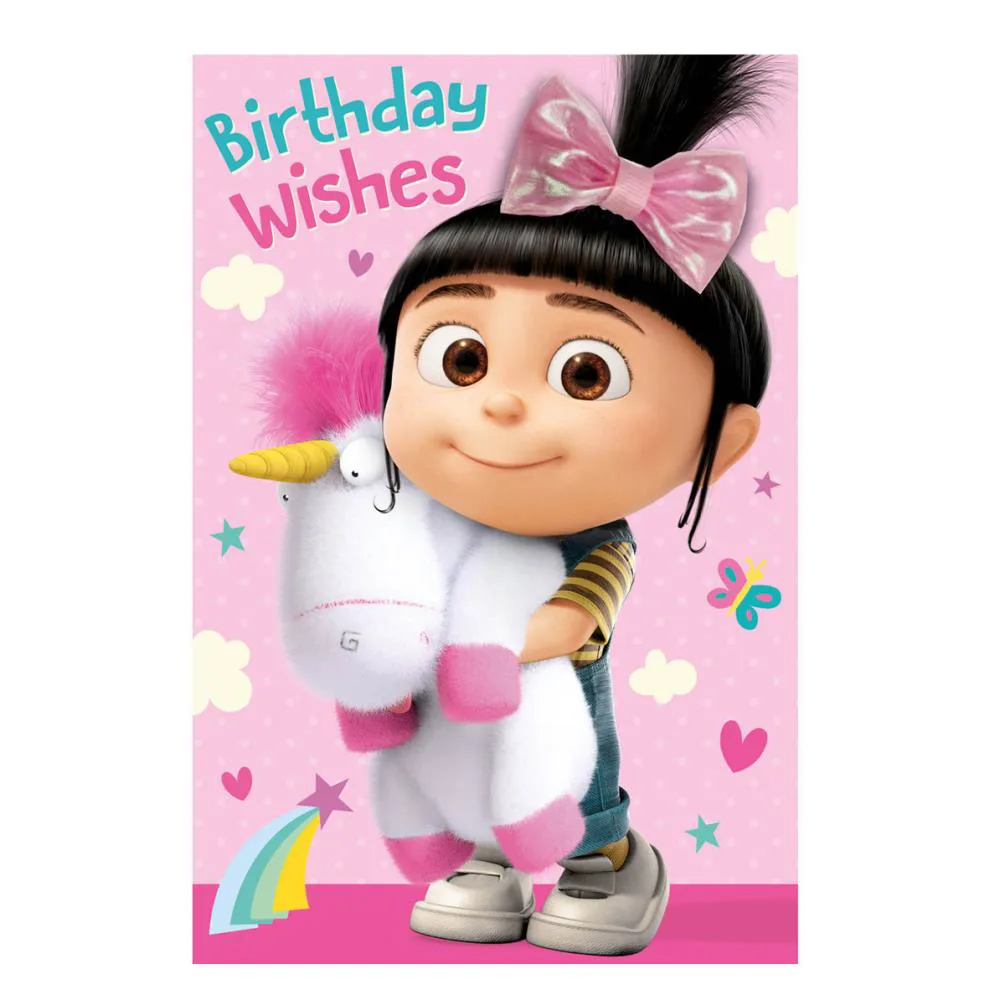 Agnes & Fluffy Minions Birthday Card With Hair Clip
