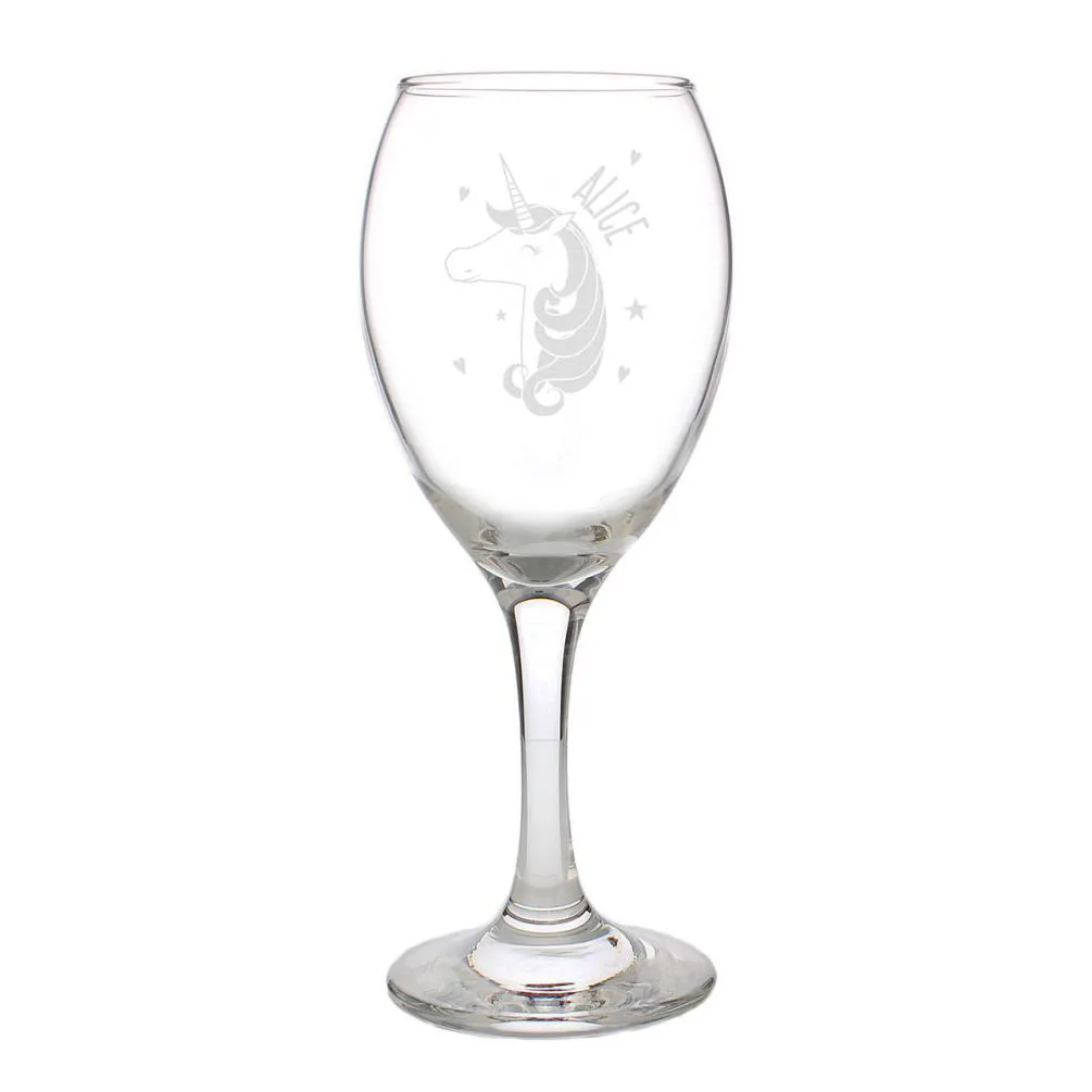 Personalised Unicorn Engraved Wine Glass
