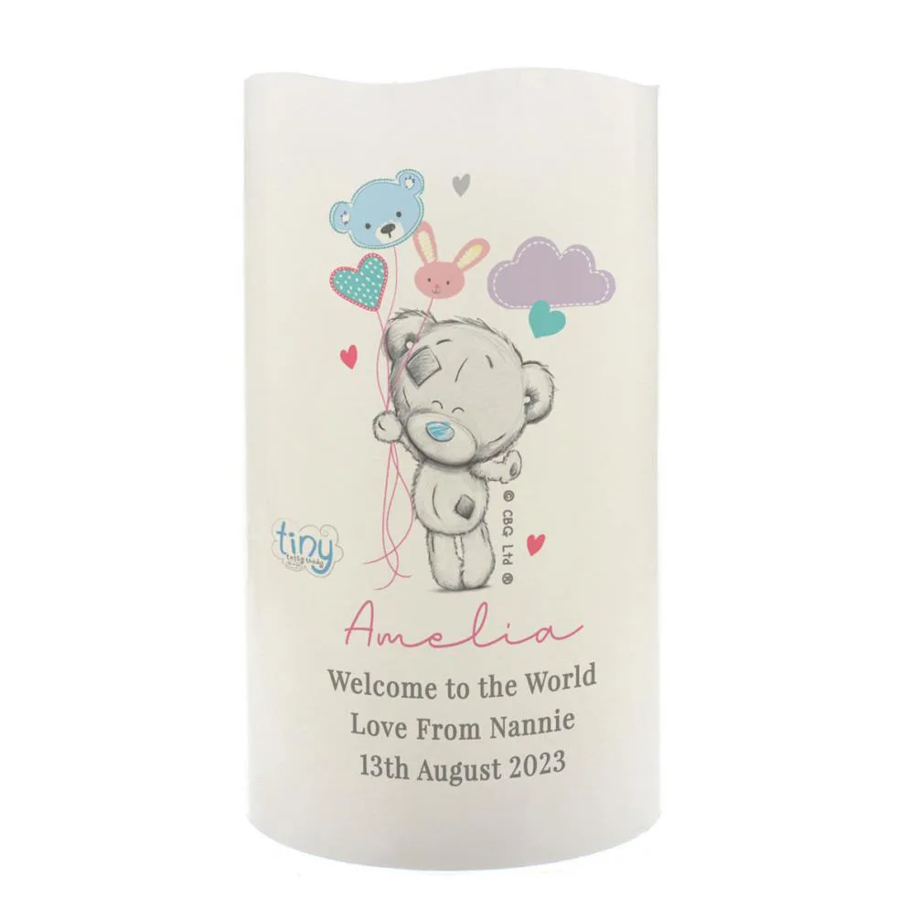 Personalised Tiny Tatty Teddy Dream Big Pink Nightlight LED Candle