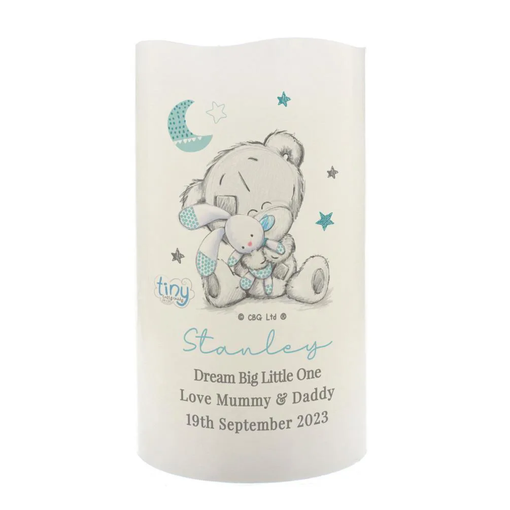 Personalised Tiny Tatty Teddy Blue Nightlight LED Candle