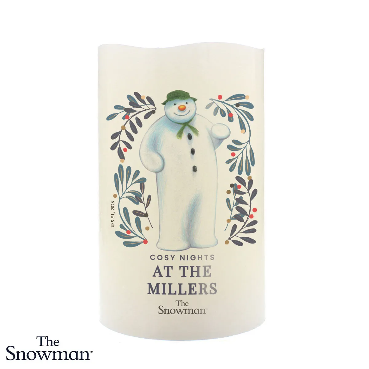 Personalised The Snowman Botanical LED Candle