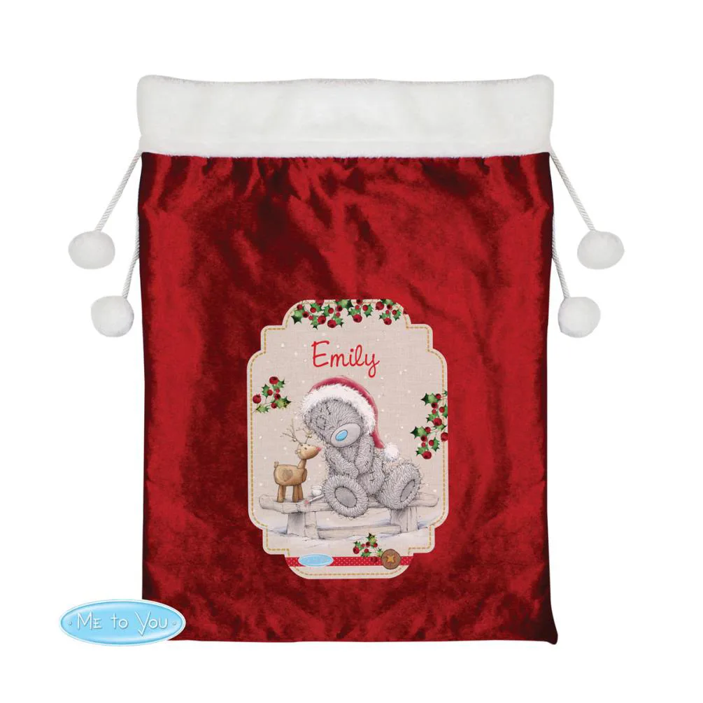 Personalised Me to You Reindeer Luxury Pom Pom Christmas Sack
