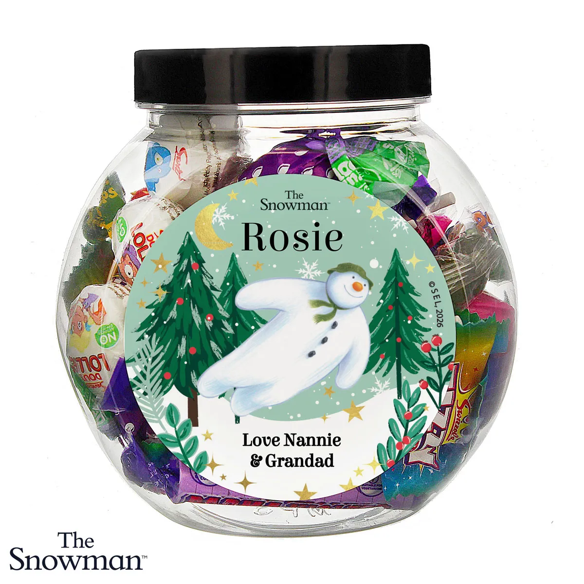 Personalised The Snowman Christmas Wishes Sweet Jar