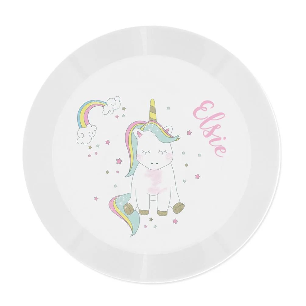 Personalised Baby Unicorn Plastic Plate