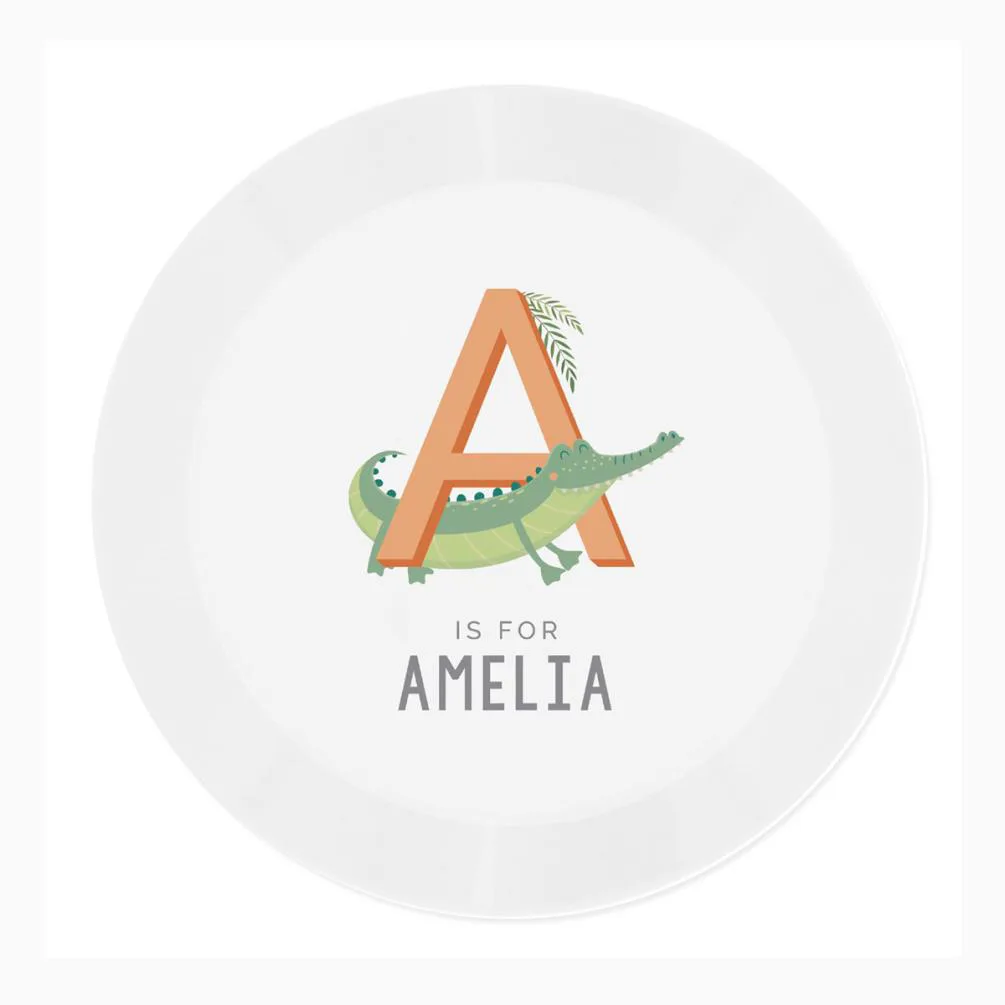 Personalised Animal Alphabet Plastic Plate