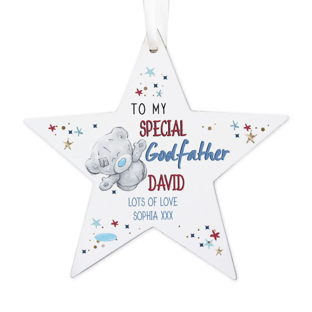 Personalised Me to You Godfather Wooden Star Decoration