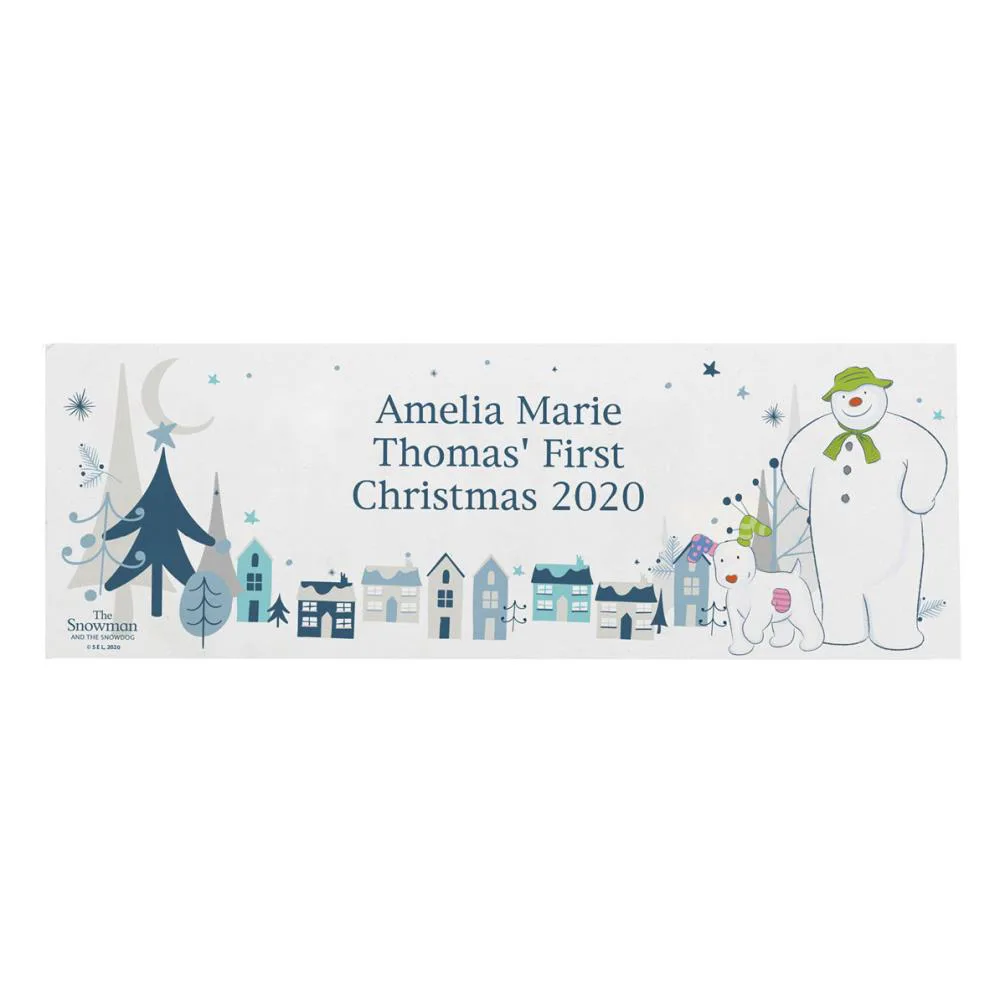 Personalised The Snowman & The Snowdog Wooden Block Sign