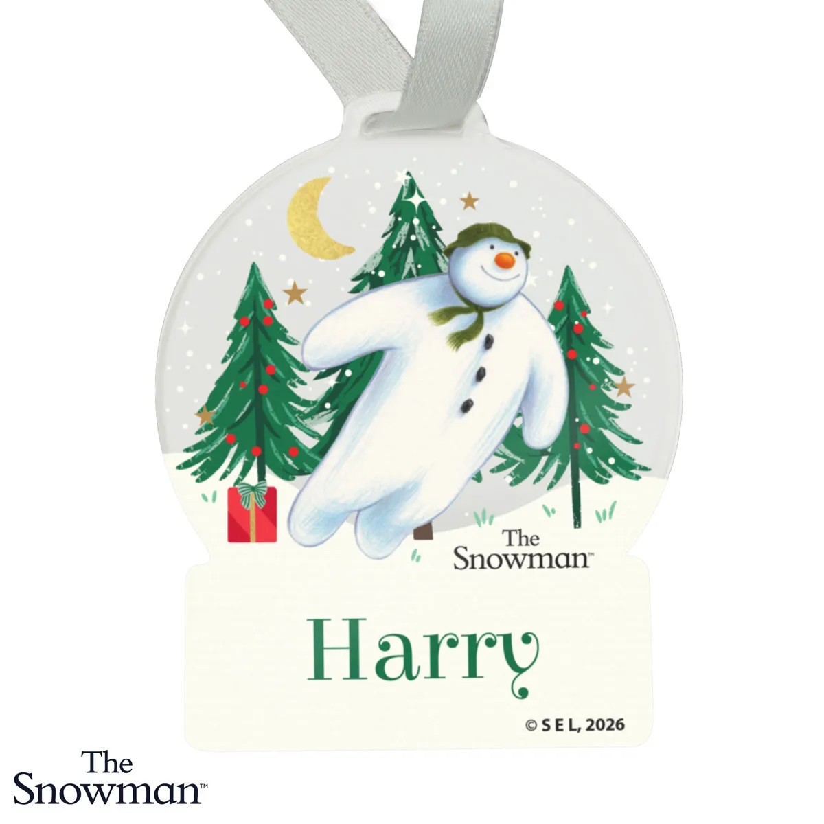 Personalised The Snowman Christmas Wishes Acrylic Snow Globe Decoration