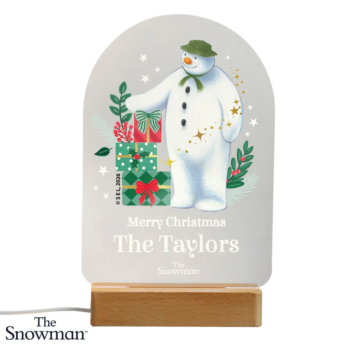Personalised The Snowman Christmas Wishes LED Colour Changing Night Light