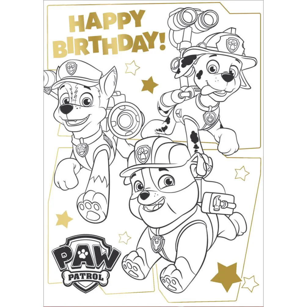 Paw Patrol Me Colour In Birthday Card with Poster