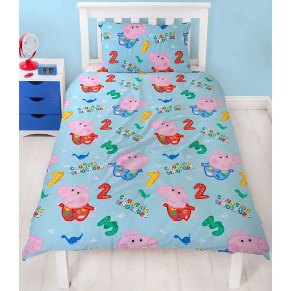 Peppa Pig George Counting Reversible Single Duvet Cover Bedding Set Extra Image 1