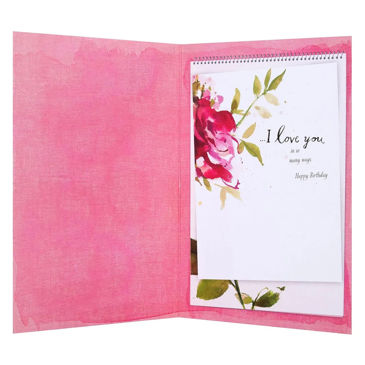 Wife I Love You Watercolour Rose Birthday Card Extra Image 1