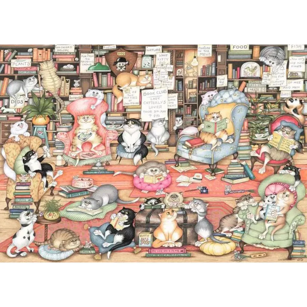 Crazy Cats Bingley''s Bookclub 1000pc Jigsaw Puzzle Extra Image 1