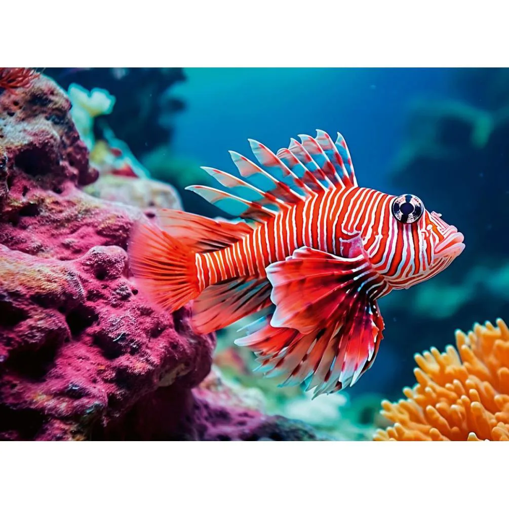 Colourful Animals Red Lionfish 500pc Jigsaw Puzzle Extra Image 1