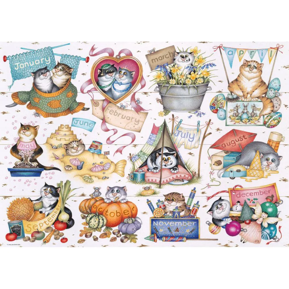 Crazy Cats A Cat''s Year 1000pc Jigsaw Puzzle Extra Image 1