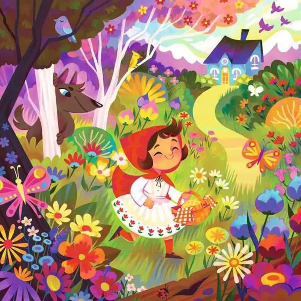 Little Red Riding Hood 64pc Square Jigsaw Puzzle Extra Image 1