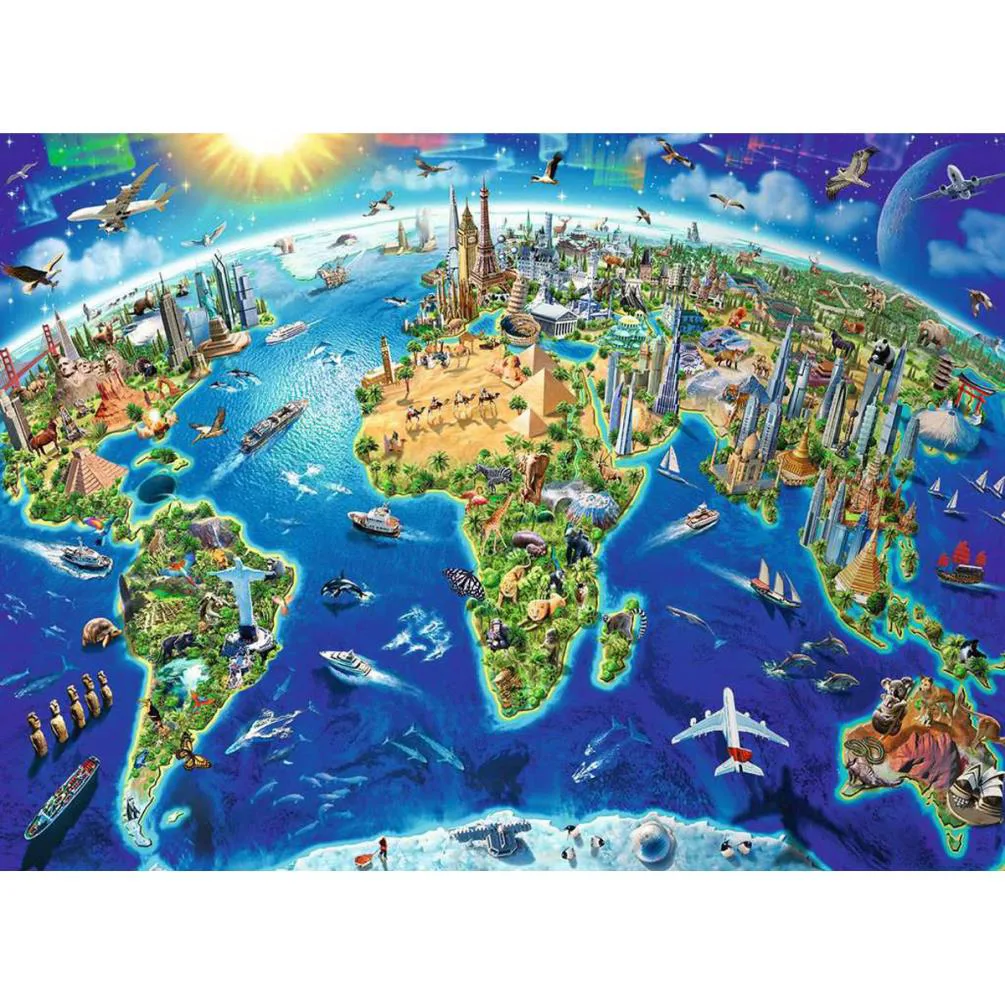 World Landmarks Map XXL 200pc Jigsaw Puzzle Extra Image 1