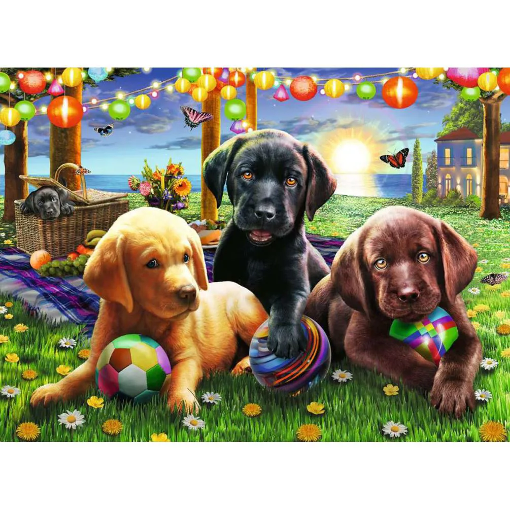 Puppy Picnic XXL 100pc Jigsaw Puzzle Extra Image 1