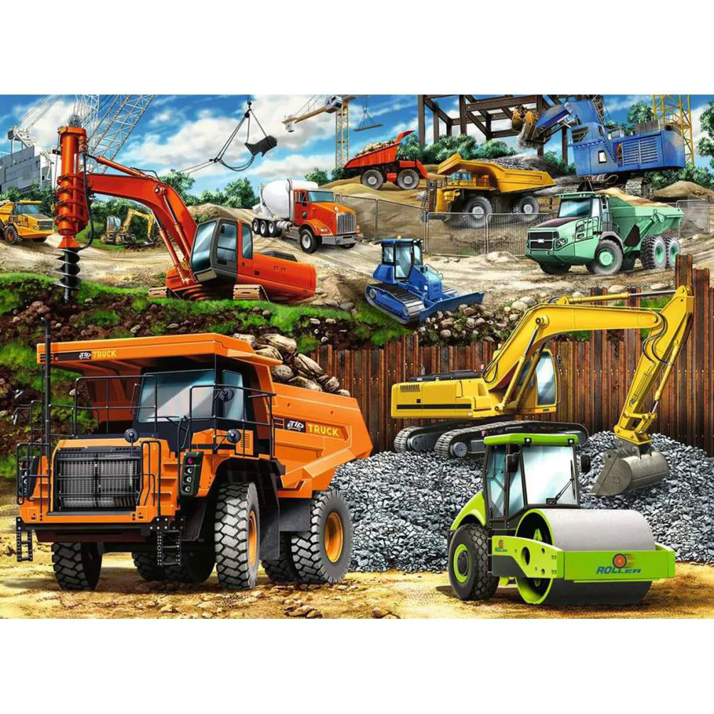 Construction Vehicles XXL 100pc Jigsaw Puzzle Extra Image 1