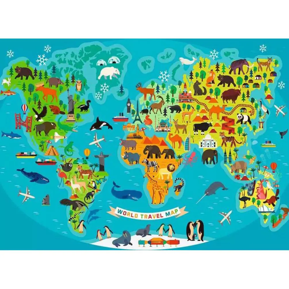 Animal World Map XXL 150pc Jigsaw Puzzle Extra Image 1