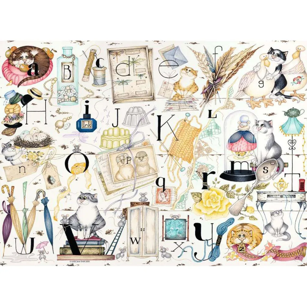 Crazy Cats Alphabet 500pc Jigsaw Puzzle Extra Image 1