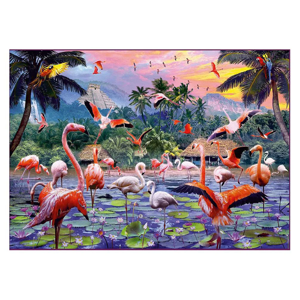 Pink Flamingos 1000pc Jigsaw Puzzle Extra Image 1